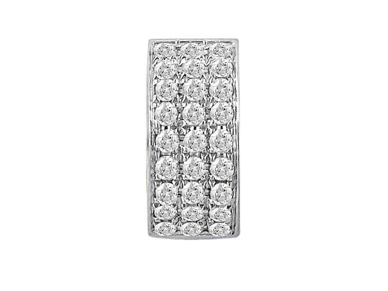 Boucles d'oreilles pour homme en or blanc 14 carats, diamants à trois rangs, 0,40 carat au total