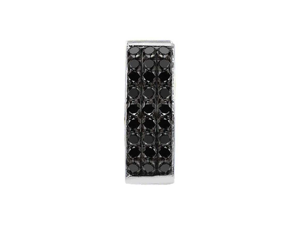 Boucles d'oreilles créoles pour homme en or blanc 585 14 carats avec diamant noir total de 0,27 carat