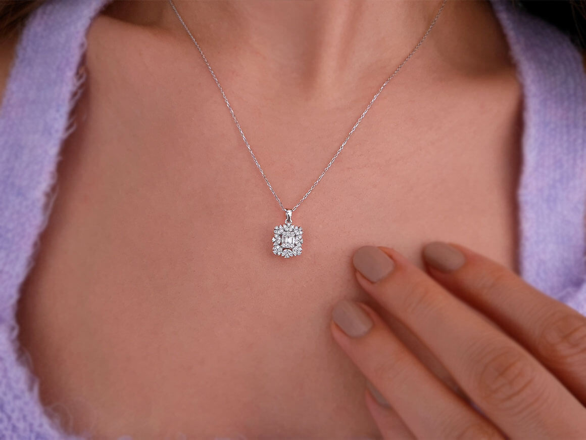 Vega Stern Baguette Diamant Schmuckset in 14 K - handgefertigter Diamantschmuck aus Feingold | Sirius Diamant