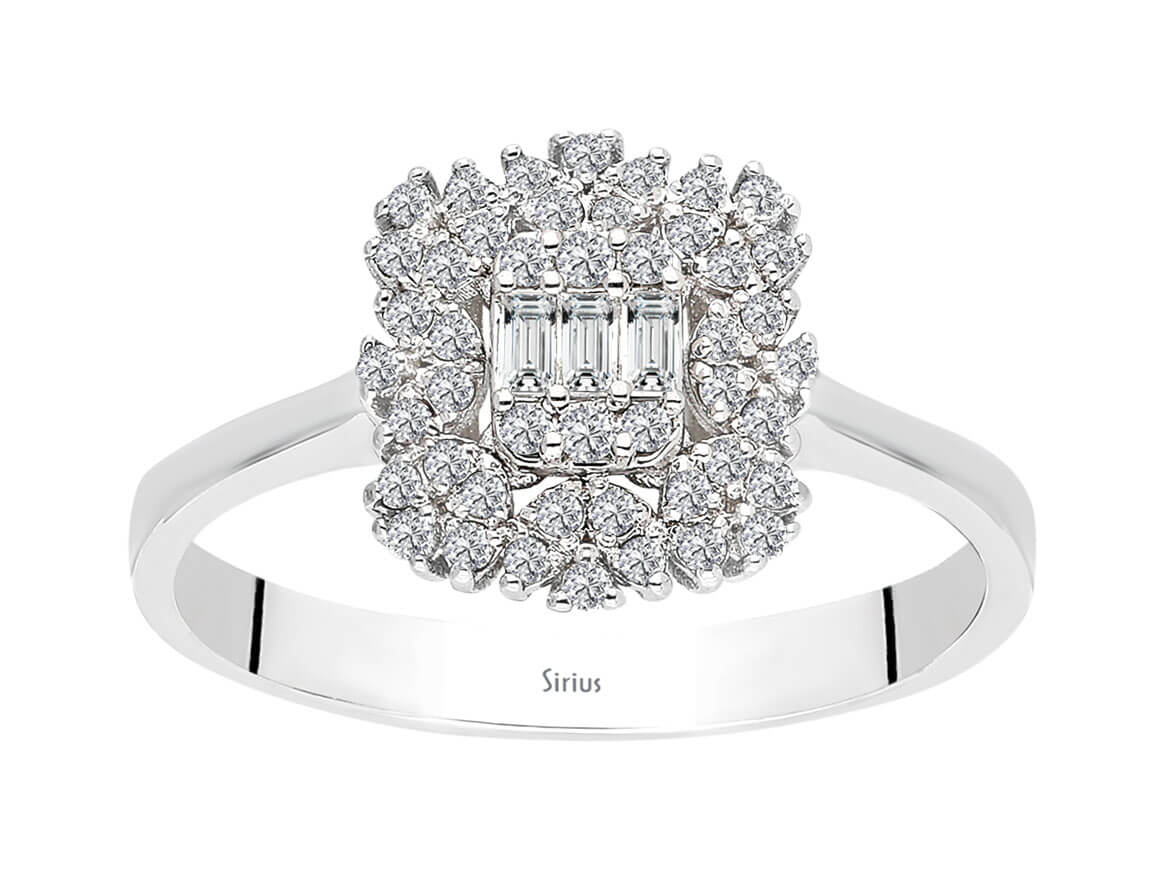 Vega Stern Baguette Diamant Schmuckset in 14 K - handgefertigter Diamantschmuck aus Feingold | Sirius Diamant