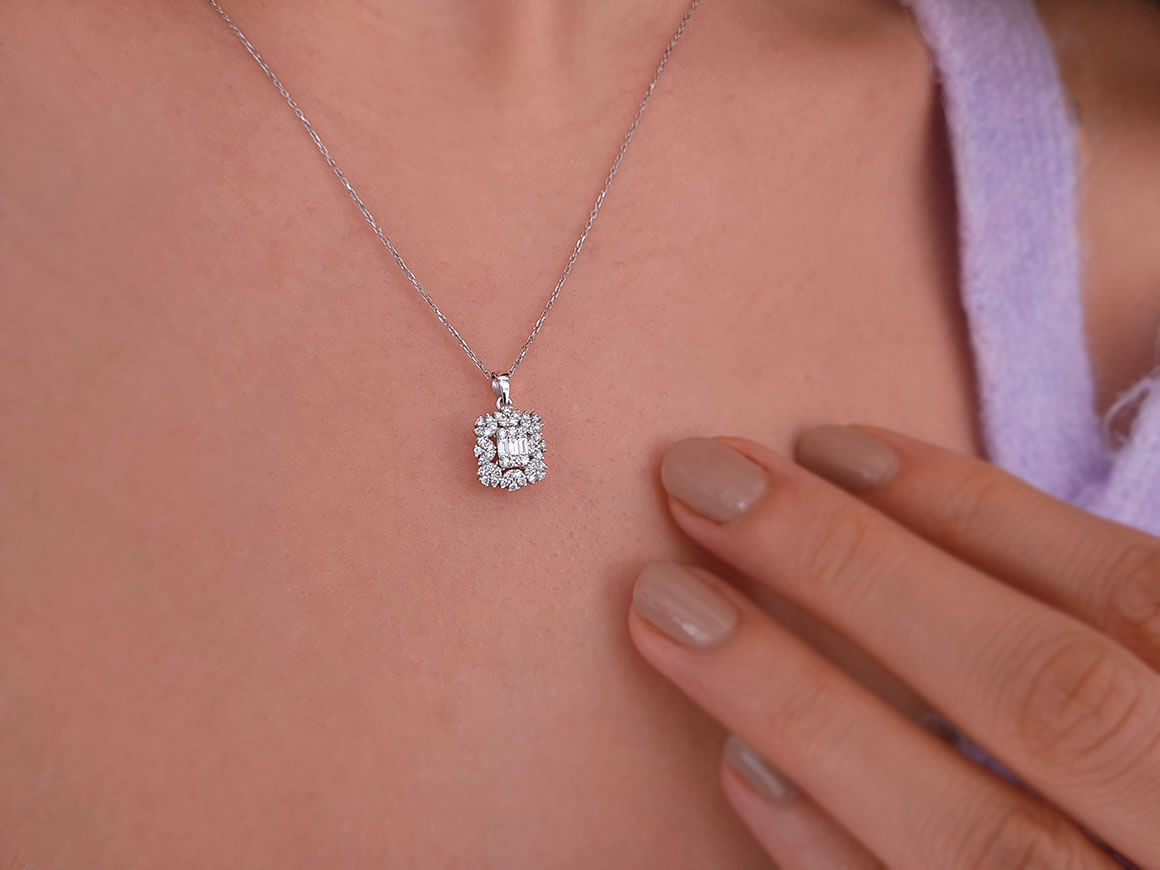 Vega Stern Baguette Diamant Schmuckset in 14 K - handgefertigter Diamantschmuck aus Feingold | Sirius Diamant