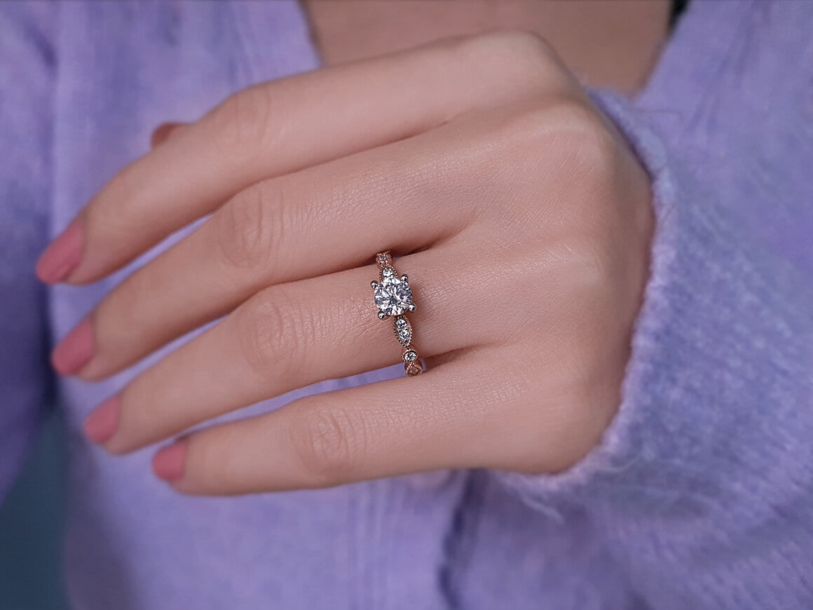 Bague solitaire vintage en diamant de 0,80 carat au total 