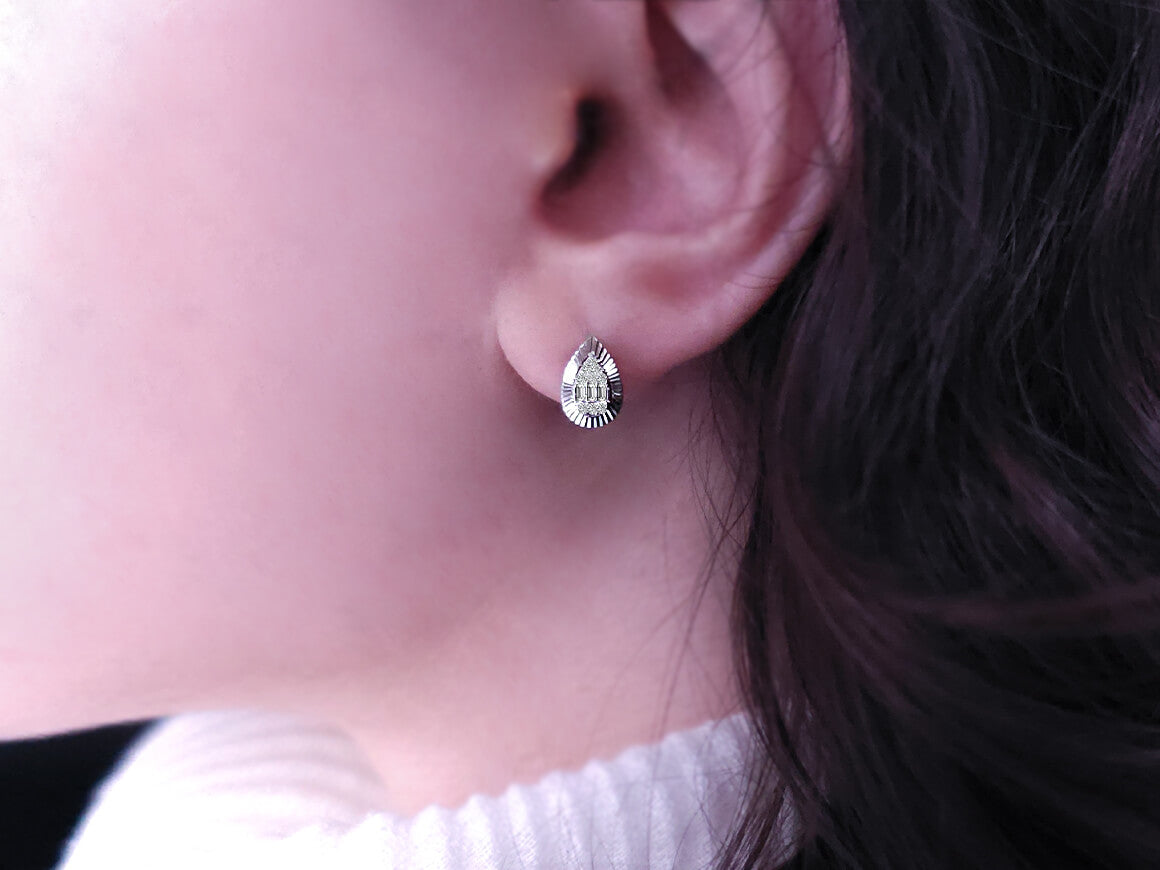 Wassertropfen Baguette Diamant Ohrringe - handgefertigter Diamantschmuck aus Feingold | Sirius Diamant