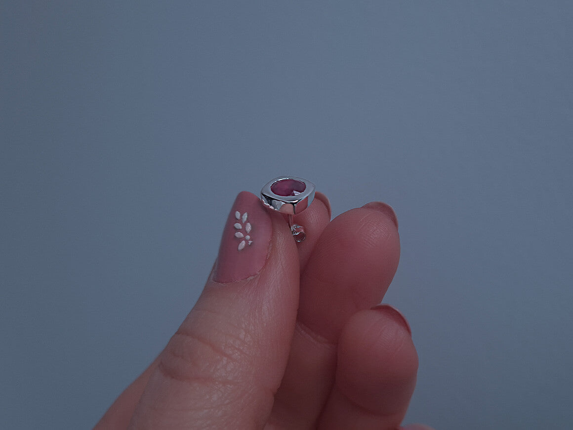 1.00 ct. ruby men's stud earrings in 14k white gold