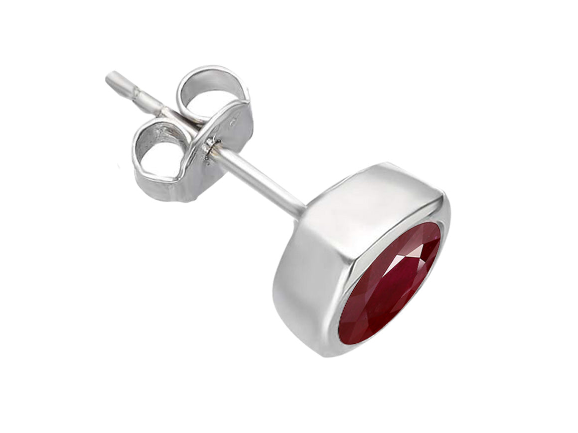 1.00 ct. ruby men's stud earrings in 14k white gold