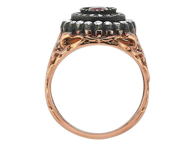 Diamond Ruby Rose-Cut Diamond Ring in 8 Carat Red Gold