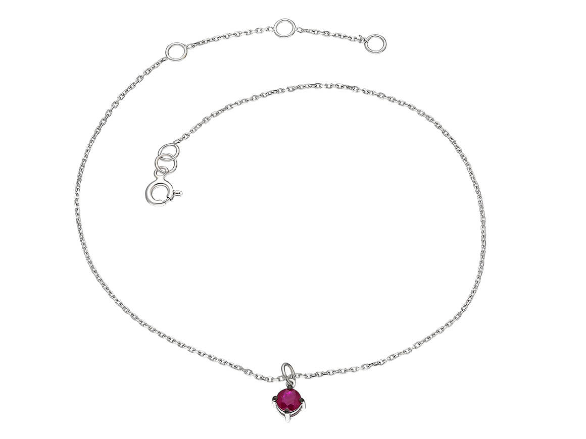 Moderne Fußkette mit Rubin - handgefertigter Diamantschmuck aus Feingold | Sirius Diamant