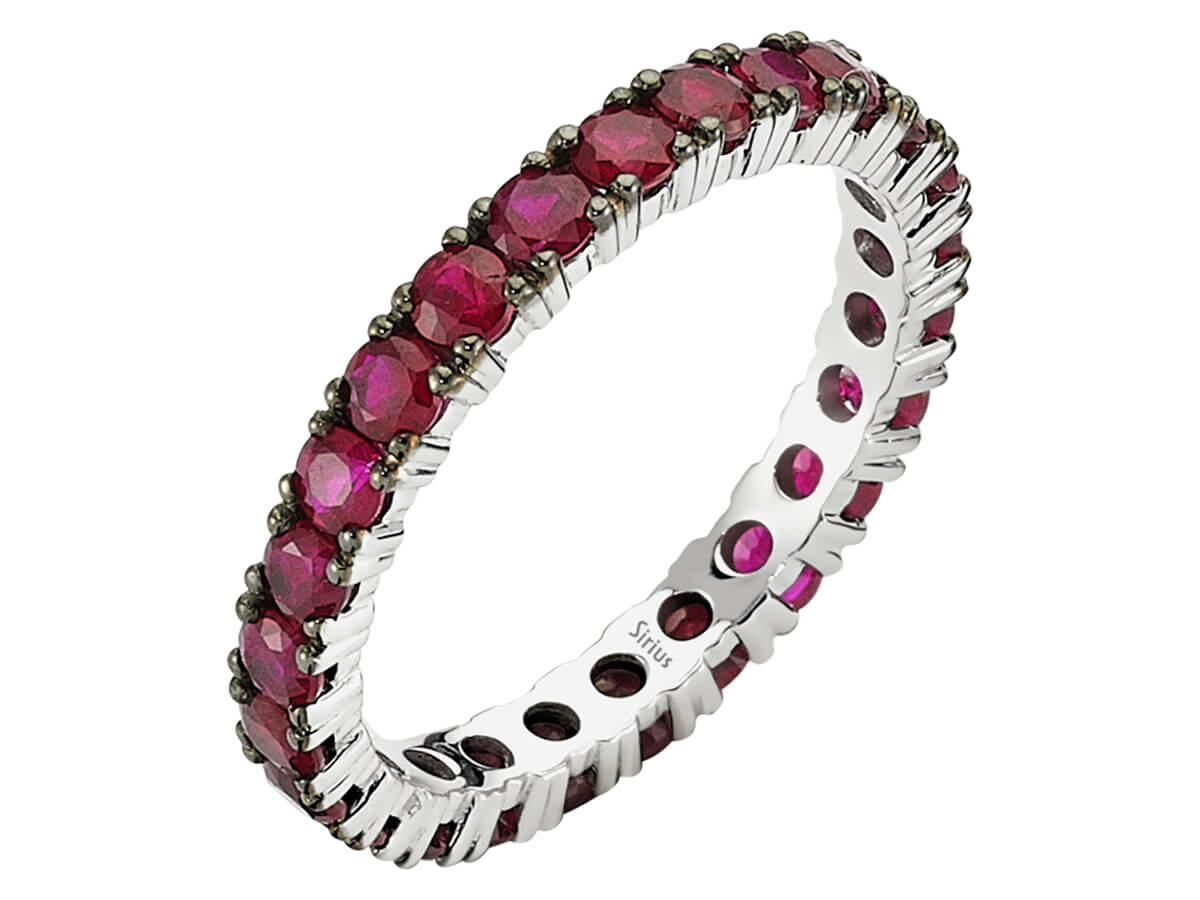 2,07 Carat rundum Rubin Allianz Ring - handgefertigter Diamantschmuck aus Feingold | Sirius Diamant