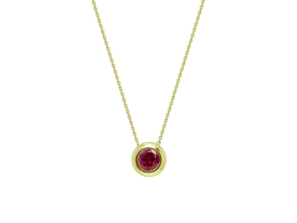 Rubin Solitärkette - handgefertigter Diamantschmuck aus Feingold | Sirius Diamant