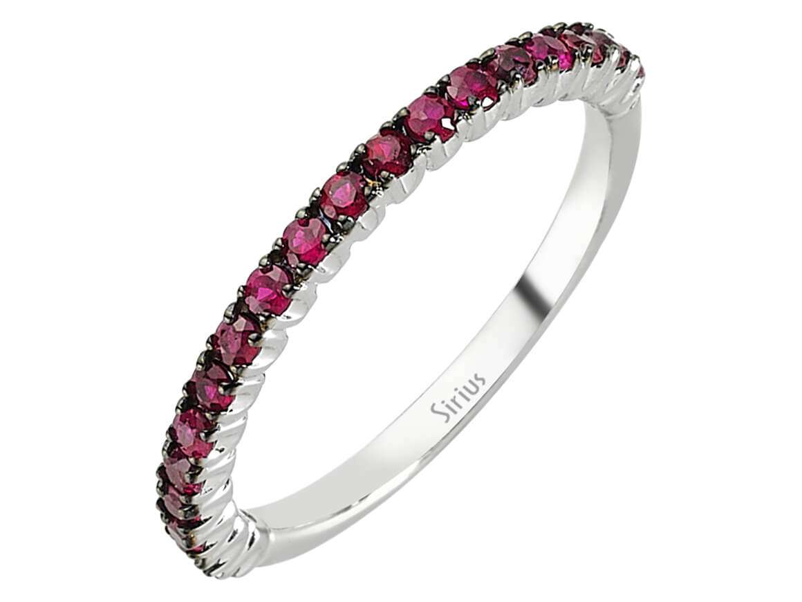 0.55 carat ruby half-round alliance in 585 14 carat white gold