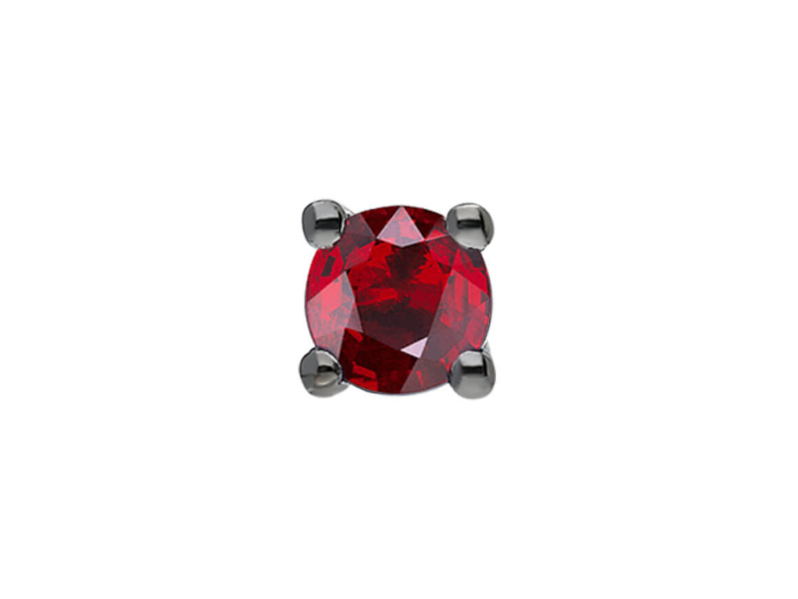 0.33 carat ruby solitaire men's earring in 14K white gold 