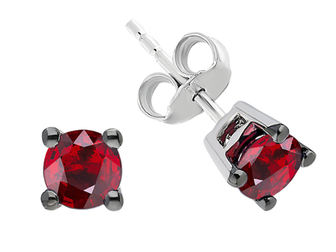 0,65 Carat Rubin Solitär Ohrringe - handgefertigter Diamantschmuck aus Feingold | Sirius Diamant