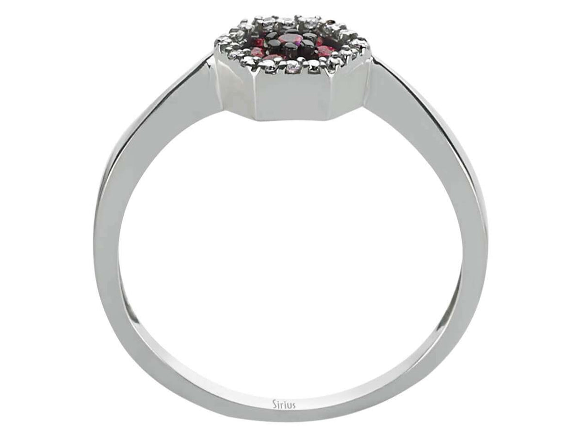 Diamant und Rubin Hexagon Ring - handgefertigter Diamantschmuck aus Feingold | Sirius Diamant