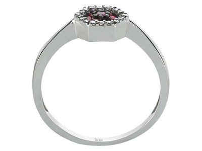 Diamond and Ruby Hexagon Ring