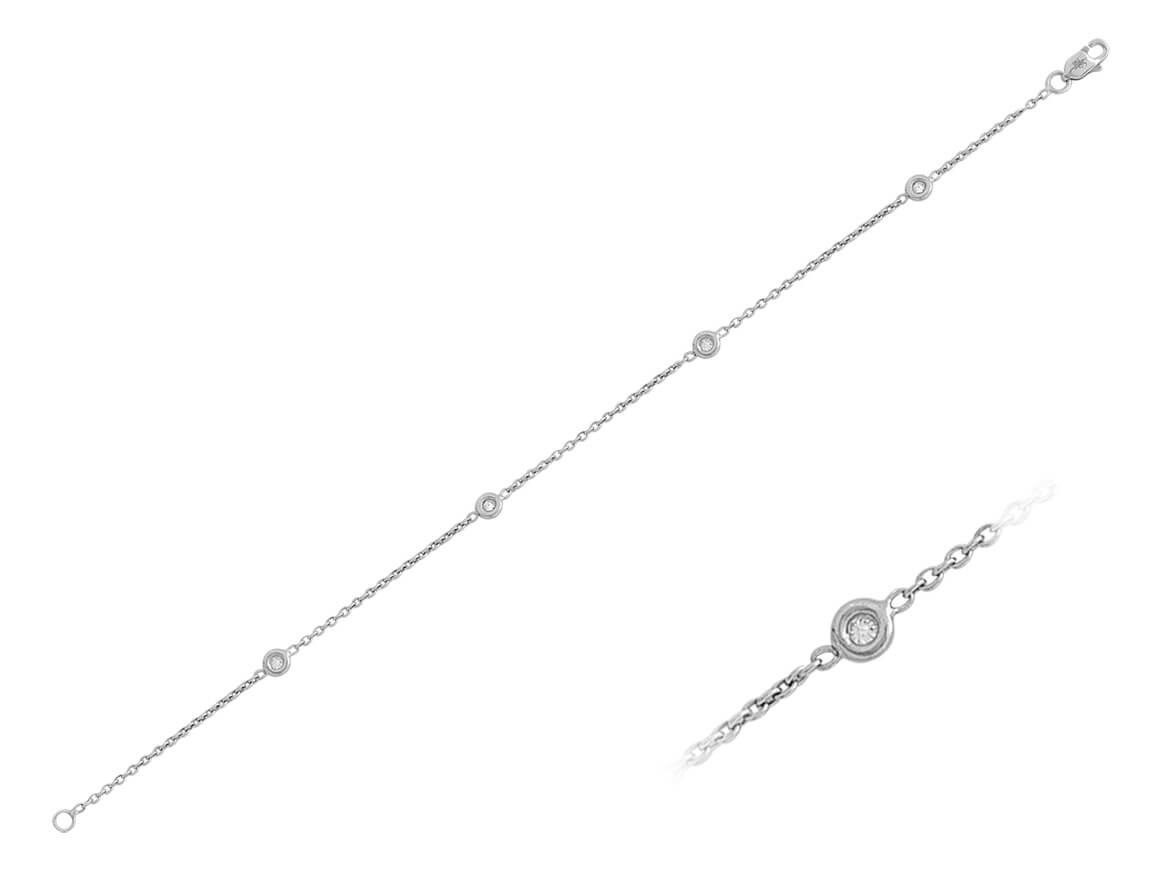 0,12 Gesamtkarat Diamant Armkette in 585er 14 Karat Weißgold - handgefertigter Diamantschmuck aus Feingold | Sirius Diamant