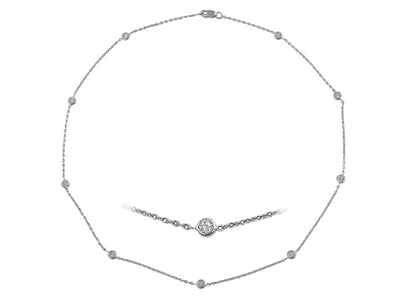 Collier en or blanc 14 carats avec diamants de 0,27 carat et 9 diamants