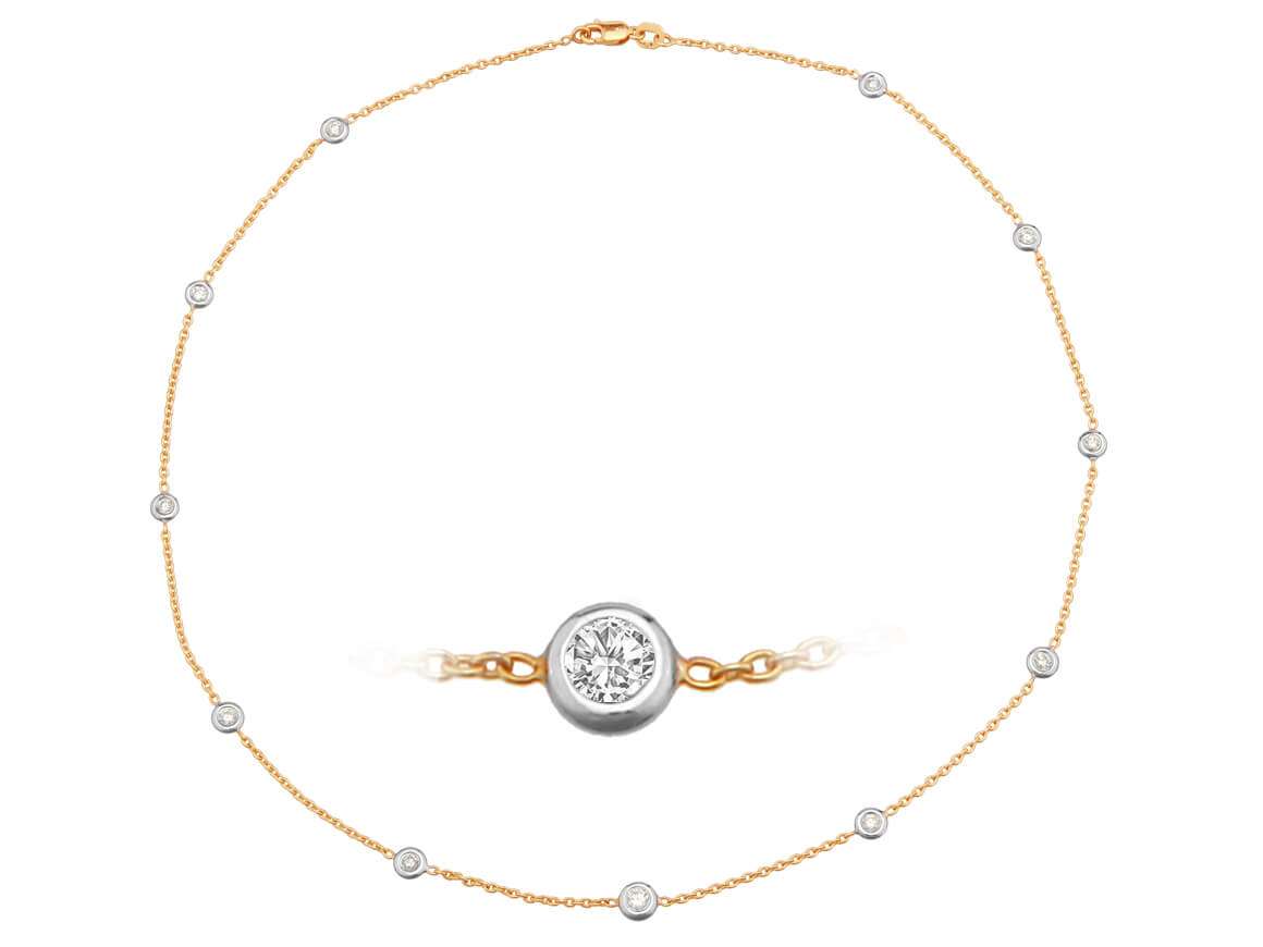 0.62 carat diamond 11 stone necklace in 14 carat red and white gold