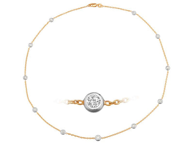 0.62 carat diamond 11 stone necklace in 14 carat red and white gold