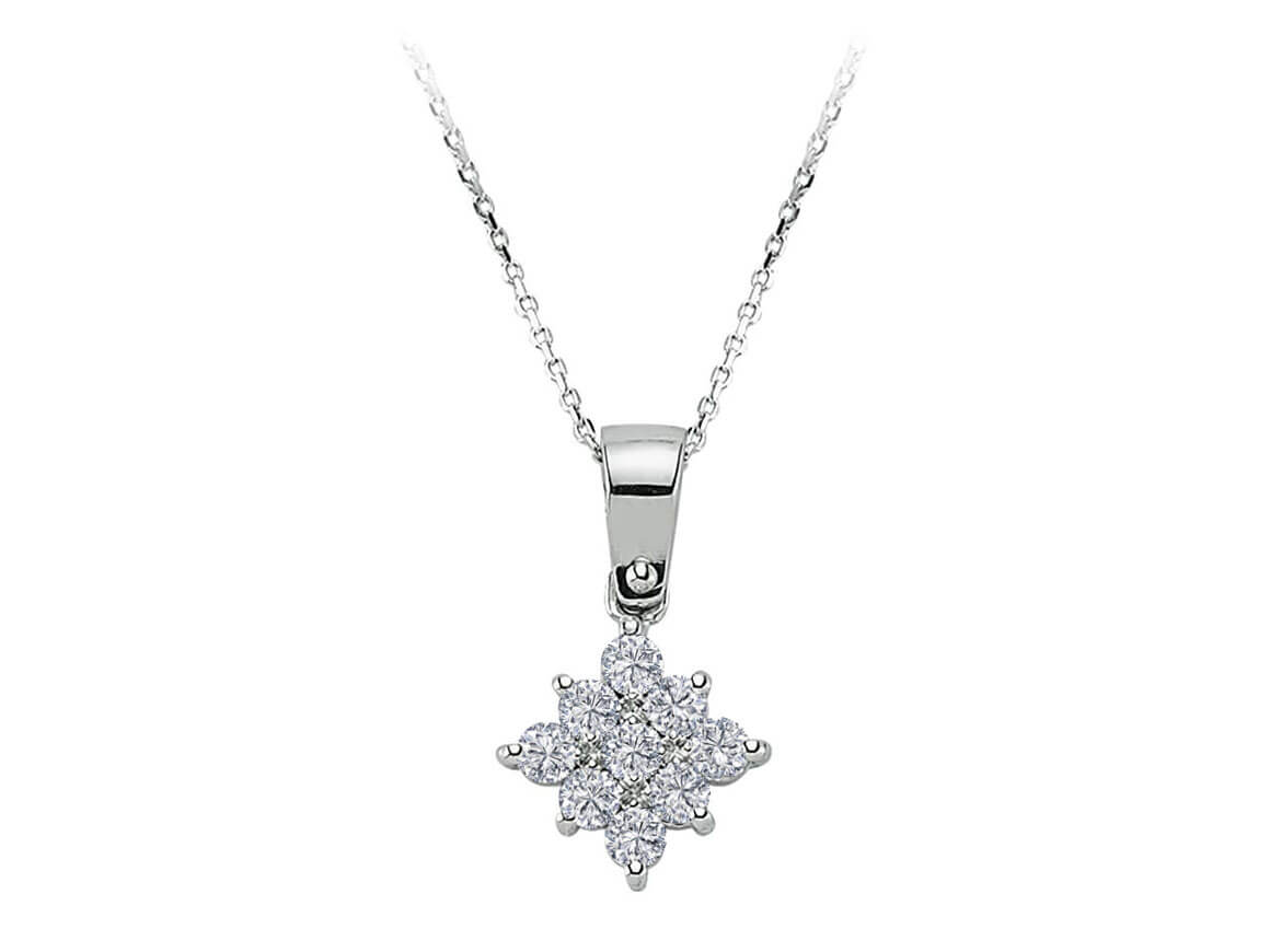 Diamant Hirtenstern Collier - handgefertigter Diamantschmuck aus Feingold | Sirius Diamant