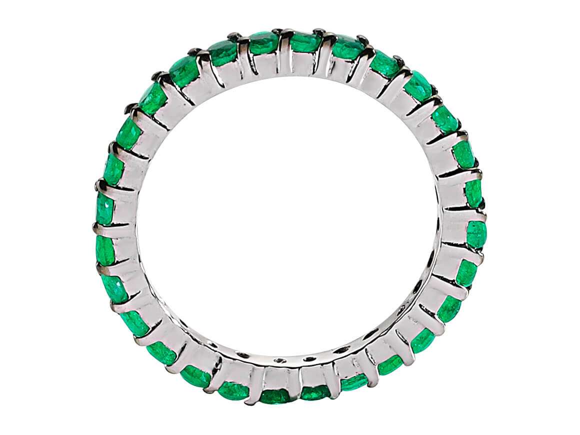 1,56 Carat Smaragd Rundum Allianz in 585er 14 Karat Weißgold - handgefertigter Diamantschmuck aus Feingold | Sirius Diamant