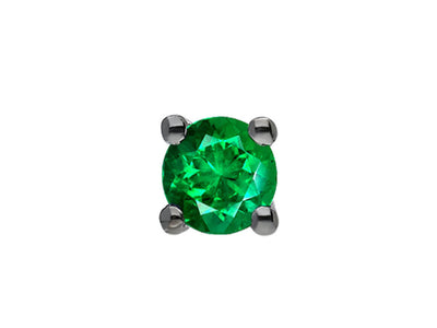 0.22 carat emerald solitaire men's earring in 585 14 K white gold 