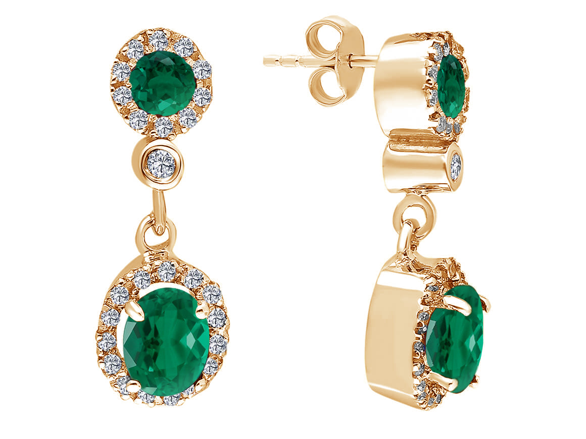 Belladore Ohrringe mit Smaragd und Diamanten - handgefertigter Diamantschmuck aus Feingold | Sirius Diamant