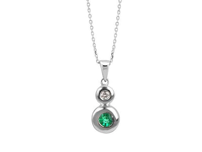 Diamond and emerald necklace in 8 K white gold