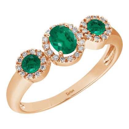 Tria Belladore Ring mit Smaragd und Diamanten - handgefertigter Diamantschmuck aus Feingold | Sirius Diamant