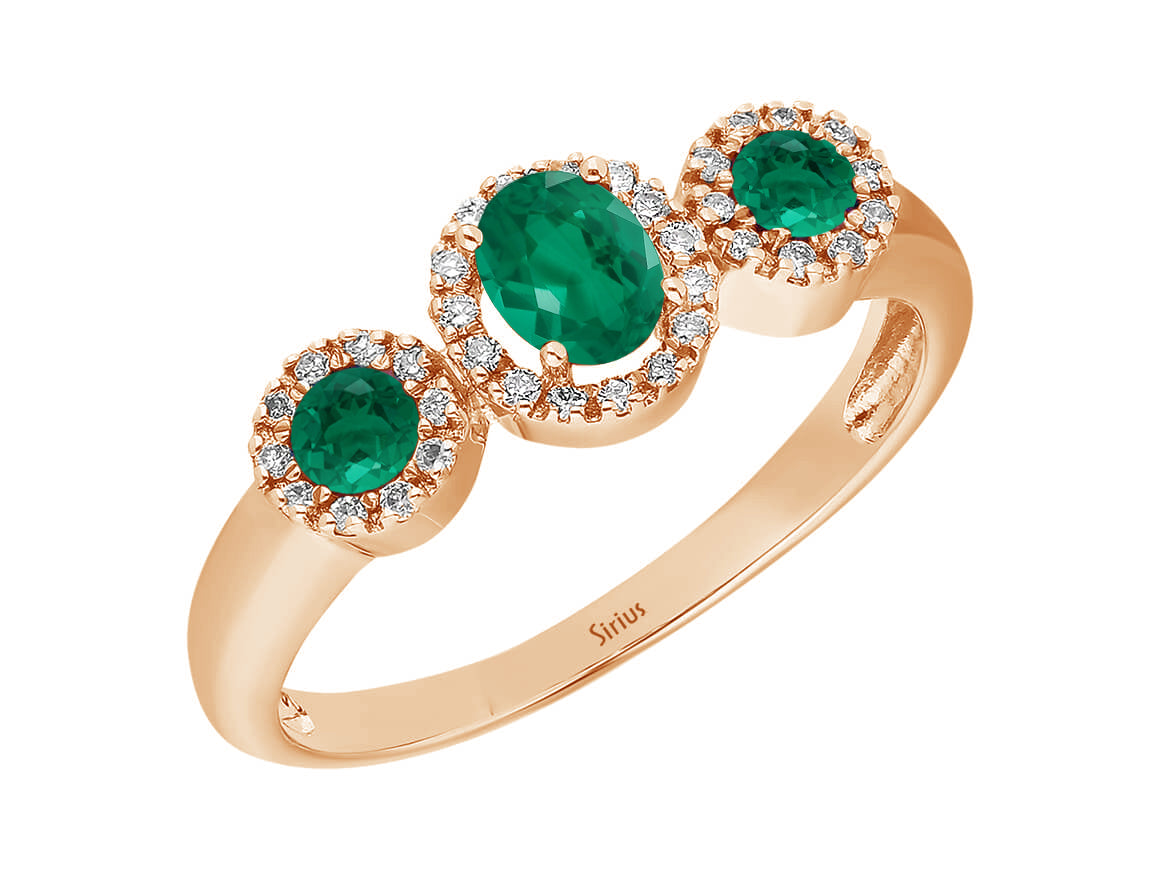 Tria Belladore Ring mit Smaragd und Diamanten - handgefertigter Diamantschmuck aus Feingold | Sirius Diamant