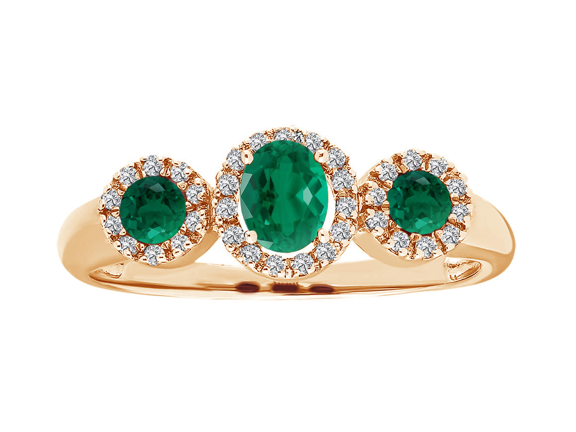 Tria Belladore Ring mit Smaragd und Diamanten - handgefertigter Diamantschmuck aus Feingold | Sirius Diamant
