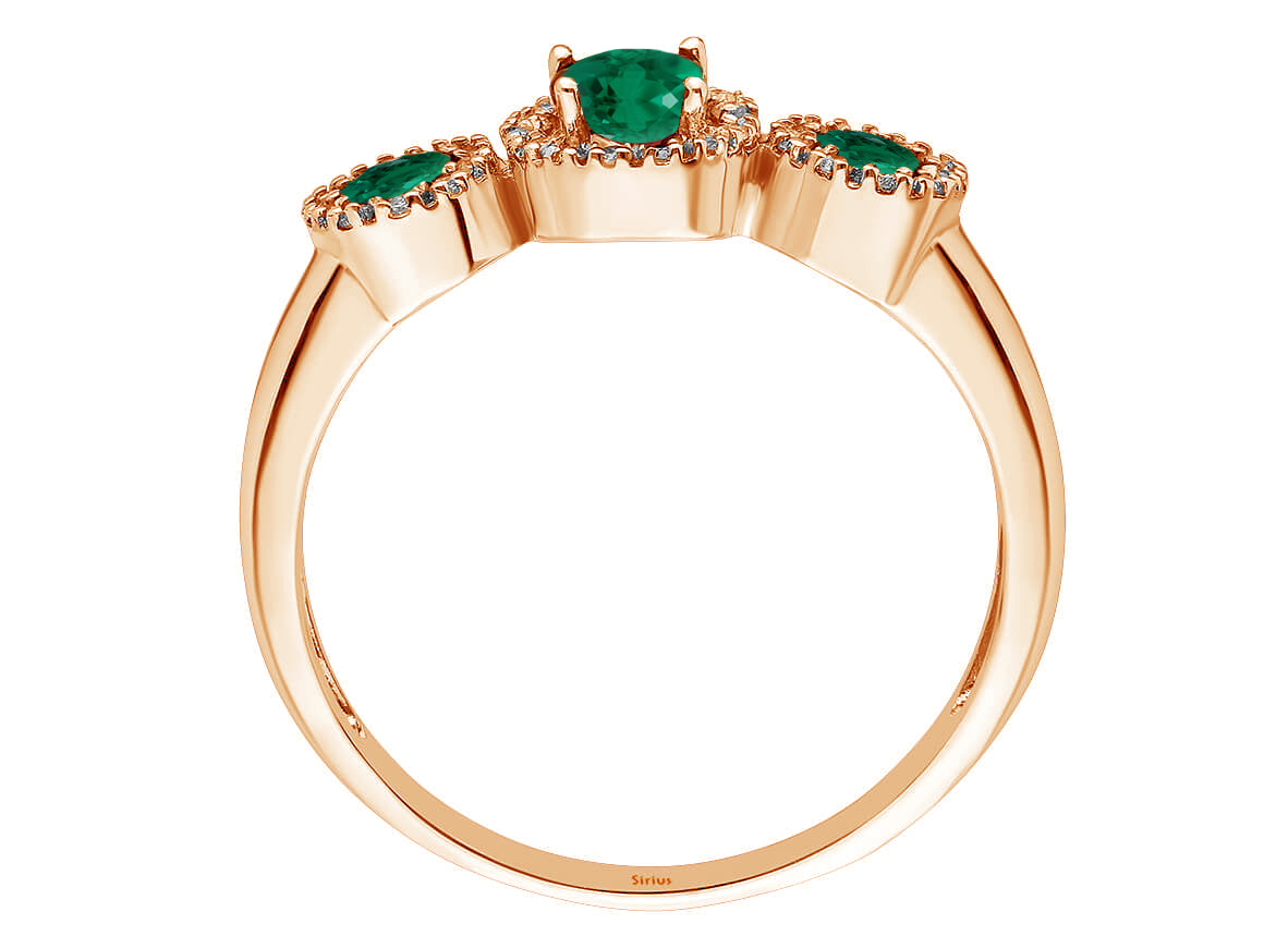 Tria Belladore Ring mit Smaragd und Diamanten - handgefertigter Diamantschmuck aus Feingold | Sirius Diamant