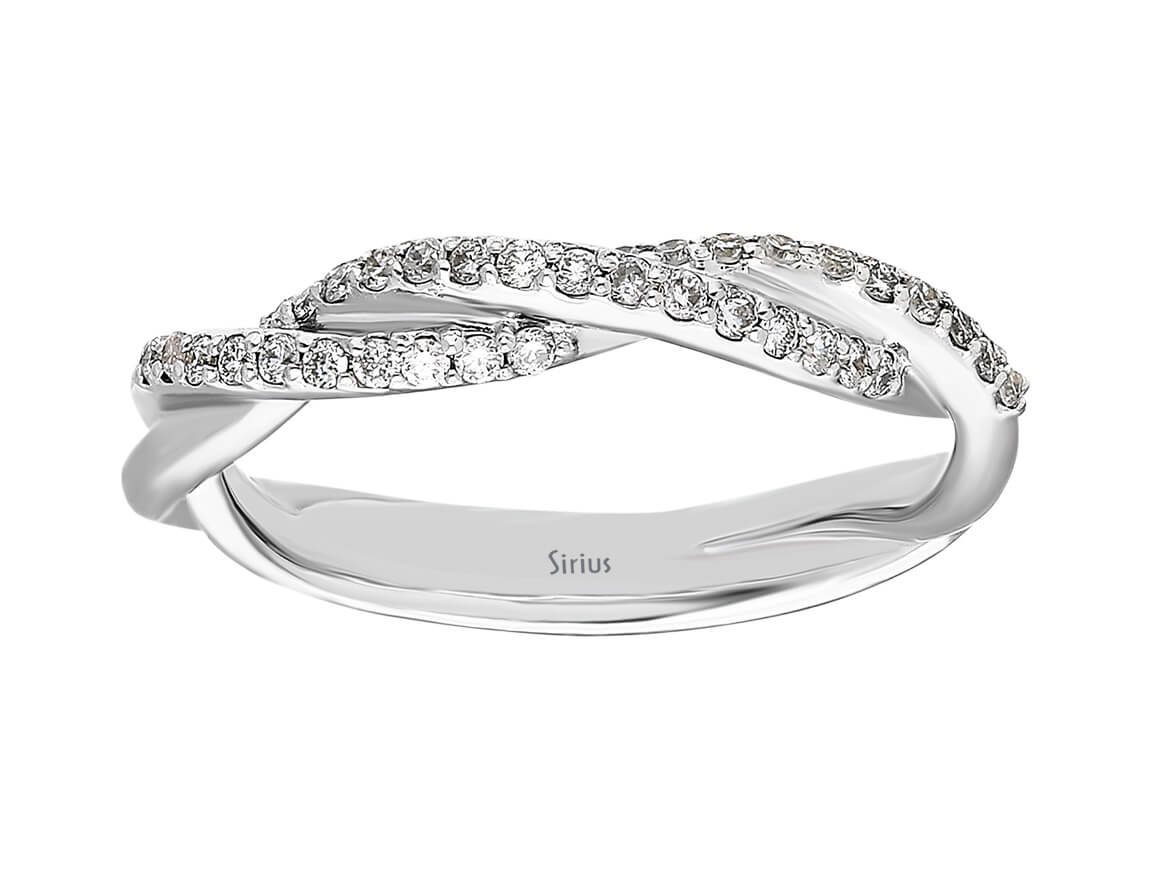Alliance demi-ronde à deux rangs de diamants en or blanc 333 8 carats
