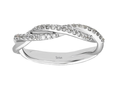 Alliance demi-ronde à deux rangs de diamants en or blanc 333 8 carats