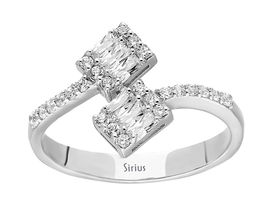 G Farbe 0,41 Carat Diamant Doppelt Baguette Ring - handgefertigter Diamantschmuck aus Feingold | Sirius Diamant