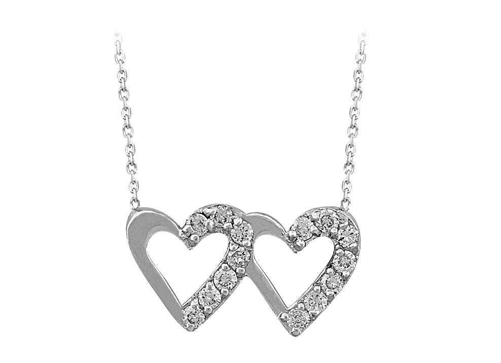 Diamant Doppelt Herz Collier - handgefertigter Diamantschmuck aus Feingold | Sirius Diamant