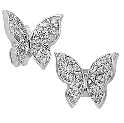 0,28 Gesamtkarat Diamant Schmetterling Ohrringe in 585er 14 Karat Weißgold