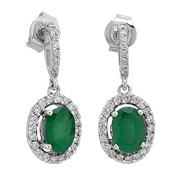 Diamant und Oval Smaragd Ohrringe