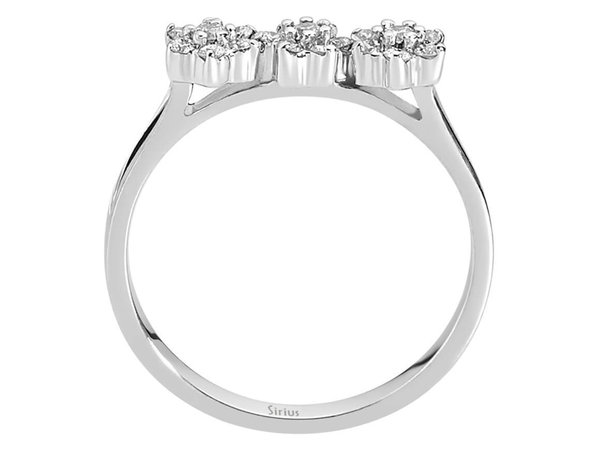 Diamant Tria Effekt Gänseblümchen Ring in 8 K Weißgold