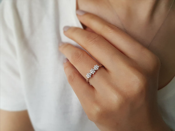Diamant Tria Effekt Gänseblümchen Ring
