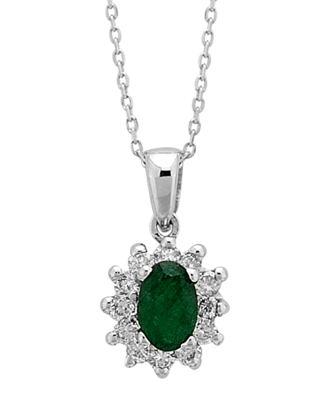 Diamant und Oval Smaragd Collier