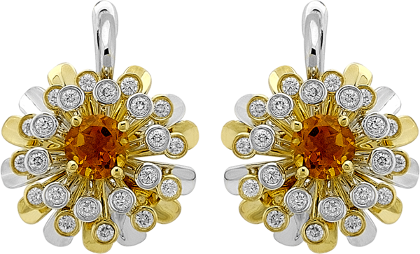 Diamant & Citrin Schmuckset aus 585er Gelbgold und Weißgold