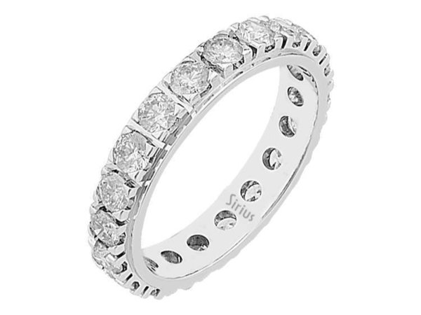 1,84 Karat rundum Brillant Diamant Allianz Ring 585er 14K Weißgold
