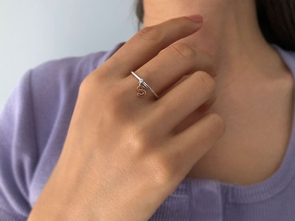 Diamant Buchstabe Ring