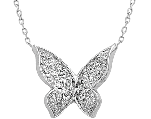 Schmetterling Diamant Schmuckset in 585er 14 Karat Weissgold
