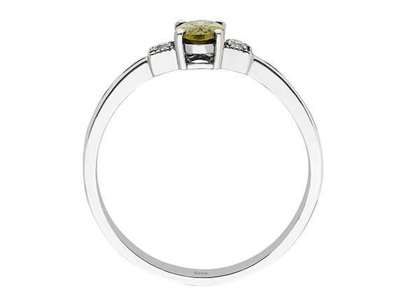 Diamant und Oval Peridot Ring