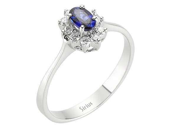 Diamant und Oval Saphir Ring