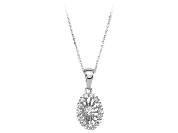 Diamant Brautblume Collier in 585er 14 Karat Weissgold