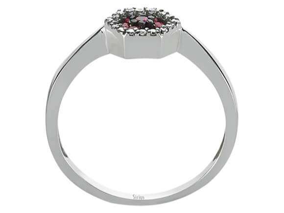 Diamant und Rubin Hexagon Ring