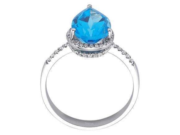 Diamant und Drop Blauer Topas Ring