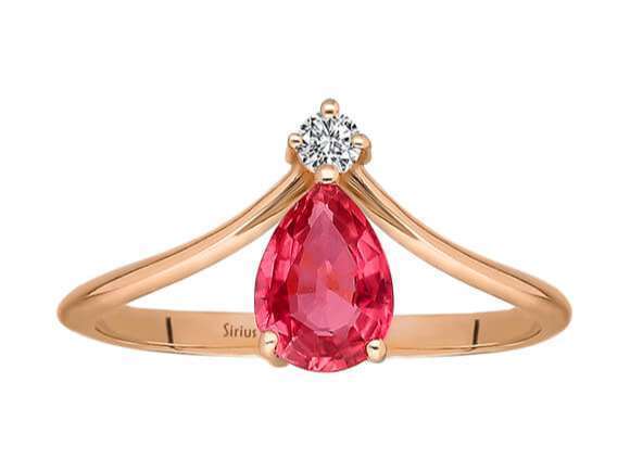 Diamant und Tropfen Schliff Rosa Turmalin Ring in 333er 8 Karat Rotgold